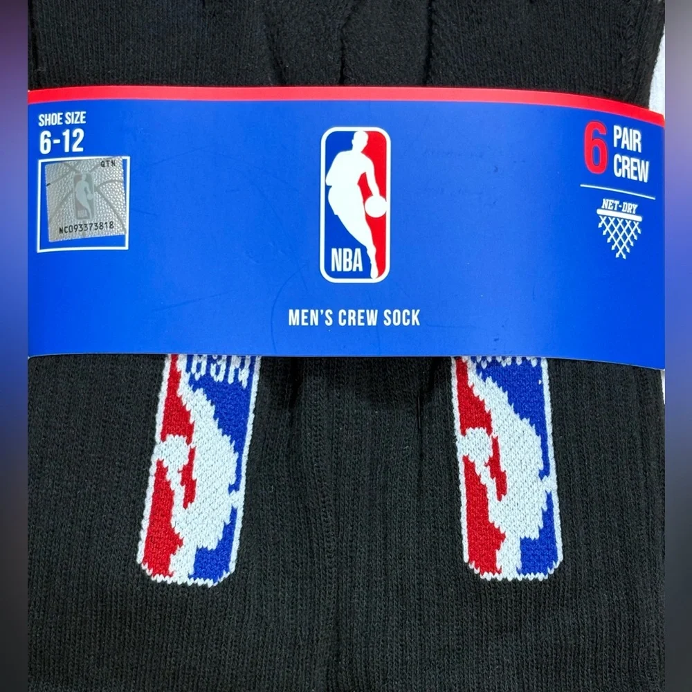 NBA Net-Dry Basketball Cushioned Crew Socks 6-Pack